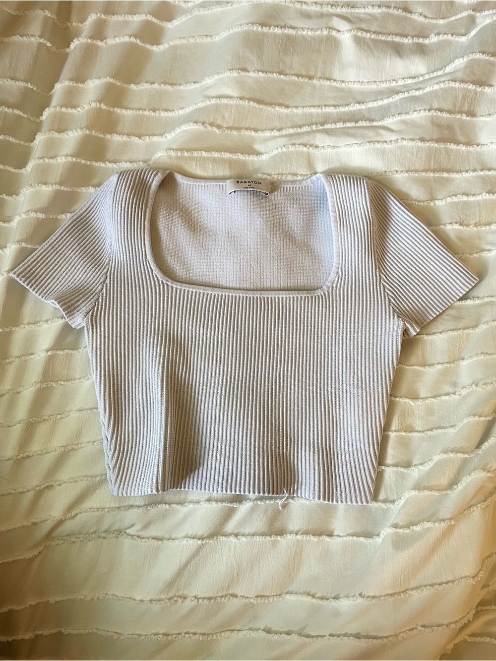 Babaton Ribbed Square-Neck Crop Top in Lavender